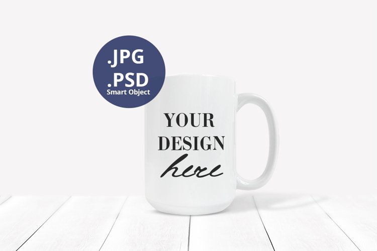 15oz Coffee mug mockup, Neutral background full wrap mockup example image 1