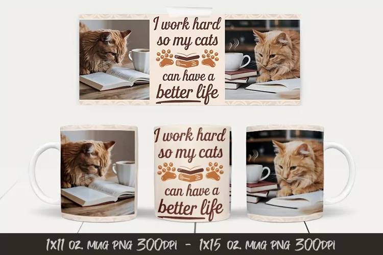 Cat Quote Mug Wrap Sublimation