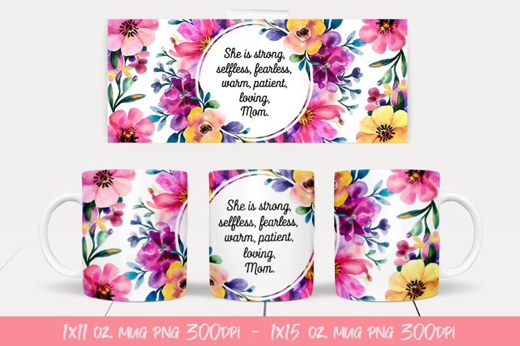 Watercolor Floral Happening Saying Quote Mug Wrap