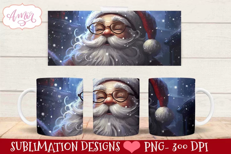 Santa mug PNG template for sublimation | Christmas mug PNG