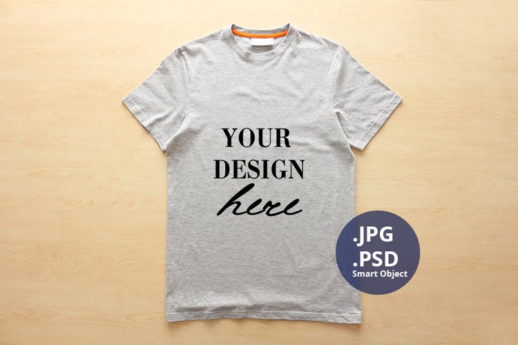Gray Unisex T-shirt Mockup, PSD Mockup JPG example image 1