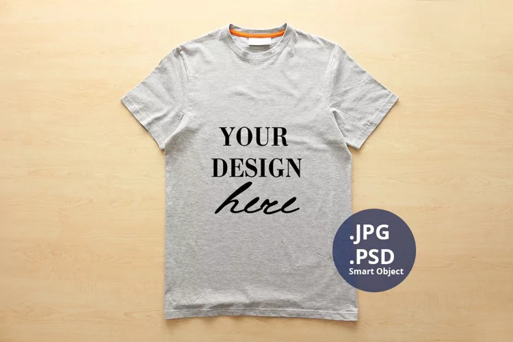 Gray Unisex T-shirt Mockup, PSD Mockup JPG