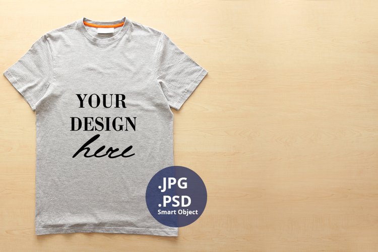 Gray Unisex T-shirt With Space Mockup, PSD Mockup JPG example image 1