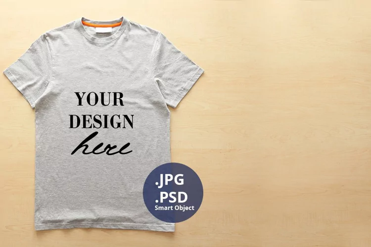 Gray Unisex T-shirt With Space Mockup, PSD Mockup JPG