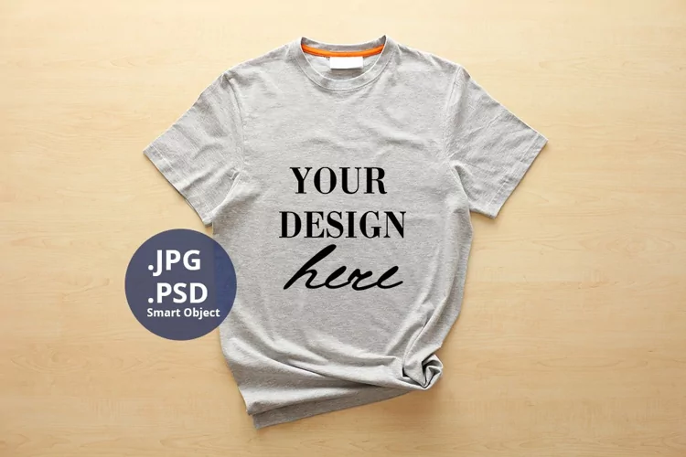 Gray Unisex Female T-shirt Mockup, PSD Mockup JPG