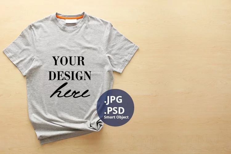 Gray Unisex Female T-shirt With Space Mockup, PSD Mockup JPG