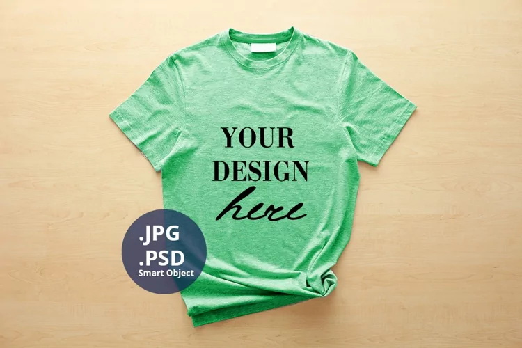 Kelly Green Unisex Female T-shirt Mockup, PSD Mockup JPG