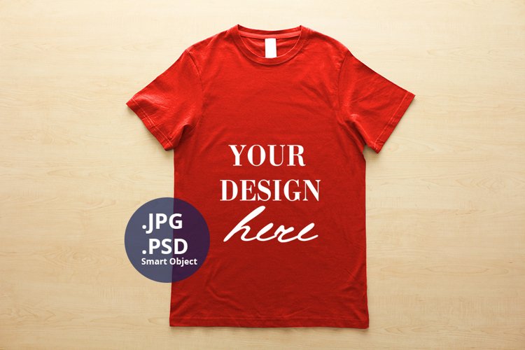 Red Men T-shirt Large Size Unisex Mockup, PSD Mockup JPG