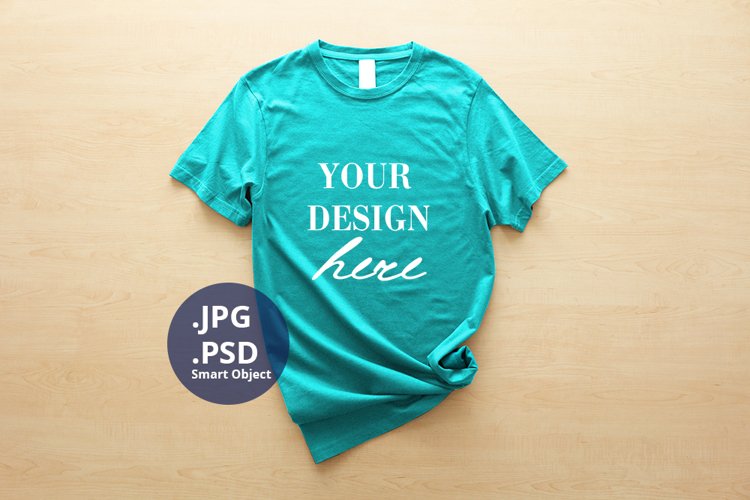 Neon Blue T-shirt for Woman Mockup, PSD Mockup JPG
