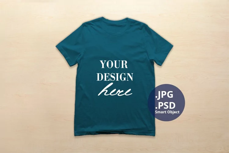 Bella Canvas 3001 T-shirt Mockup Deep Teal, Plain Background