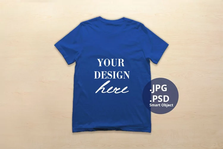 Bella Canvas 3001 T-shirt Mockup True Royal, Mockup PSD JPG