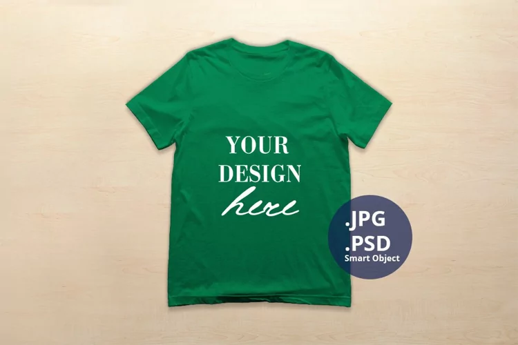 Bella Canvas 3001 T-shirt Mockup Kelly Color, PSD Mockup JPG