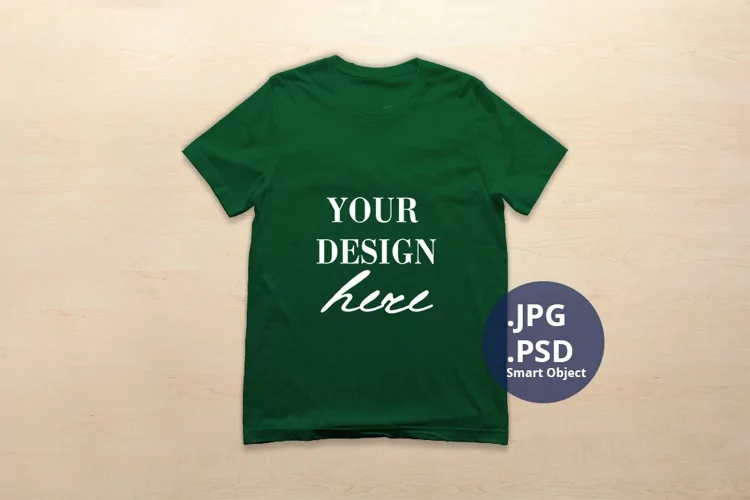 Bella Canvas 3001 T-shirt Mockup Forest Color, PSD Mockup