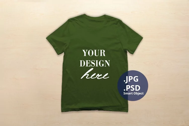 Bella Canvas 3001 T-shirt Mockup Olive, Plain Background PSD