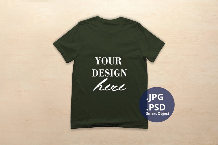 Bella Canvas 3001 T-shirt Mockup Dark Olive, PSD Mockup example image 1