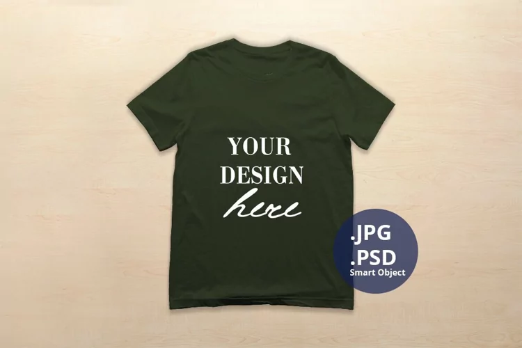 Bella Canvas 3001 T-shirt Mockup Dark Olive, PSD Mockup