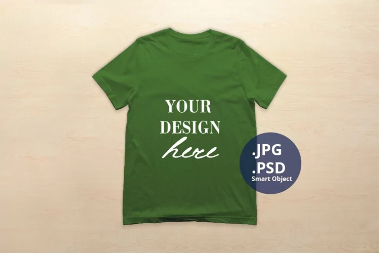 Bella Canvas 3001 T-shirt Mockup Leaf Color, PSD Mockup JPG