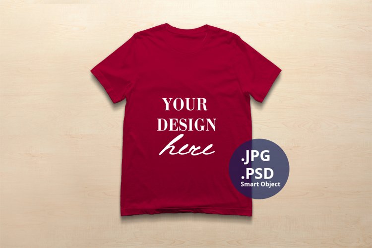 Bella Canvas 3001 T-shirt Mockup Cardinal, PSD Mockup JPG example image 1