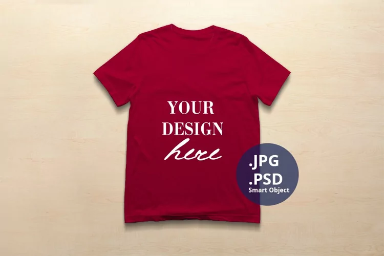 Bella Canvas 3001 T-shirt Mockup Cardinal, PSD Mockup JPG