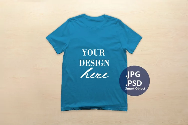Bella Canvas 3001 T-shirt Mockup Aqua, PSD Mockup JPG