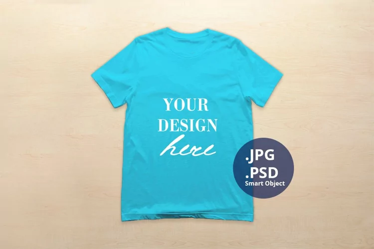 Bella Canvas 3001 T-shirt Mockup Turquoise, PSD Mockup