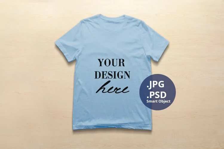 Bella Canvas 3001 T-shirt Mockup Baby Blue, PSD Mockup JPG