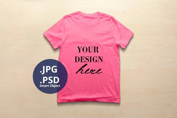 Bella Canvas 3001 T-shirt Mockup Charity Pink, PSD Mockup