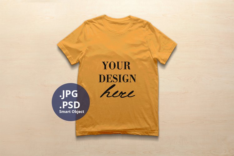 Bella Canvas 3001 T-shirt Mockup Mustard, PSD Mockup example image 1