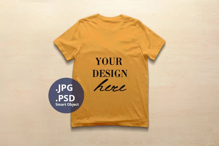 Bella Canvas 3001 T-shirt Mockup Mustard, PSD Mockup