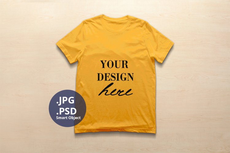 Bella Canvas 3001 T-shirt Mockup Gold, PSD Mockup JPG