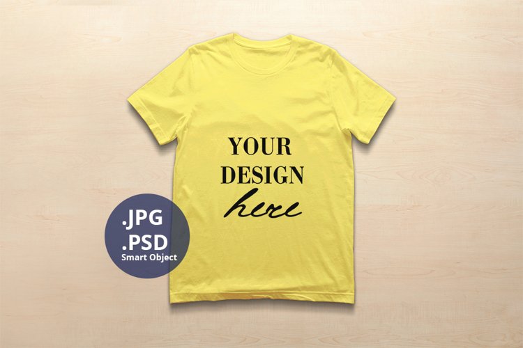 Bella Canvas 3001 T-shirt Mockup Yellow, PSD Mockup example image 1