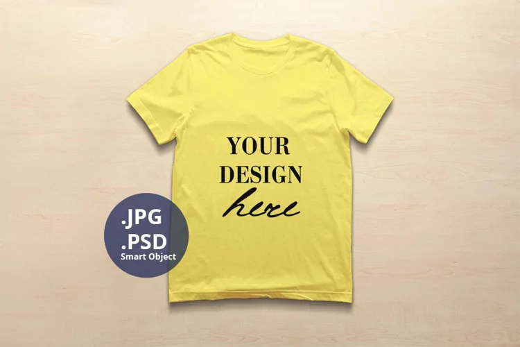 Bella Canvas 3001 T-shirt Mockup Yellow, PSD Mockup