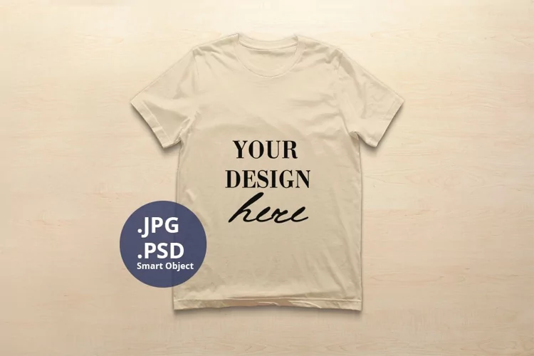 Bella Canvas 3001 T-shirt Mockup Soft Cream, PSD Mockup JPG
