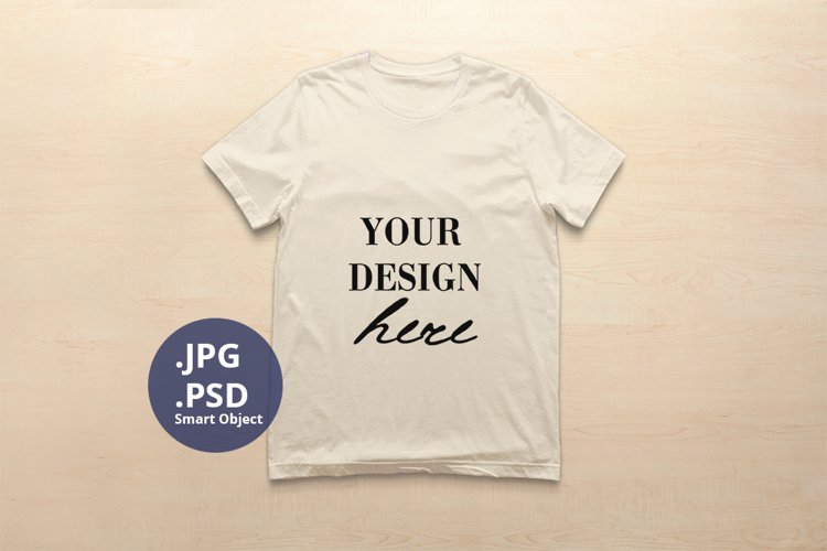 Bella Canvas 3001 T-shirt Mockup Natural Color, PSD Mockup example image 1