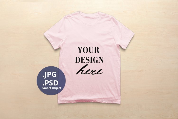 Bella Canvas 3001 T-shirt Mockup Pink, PSD Mockup JPG example image 1