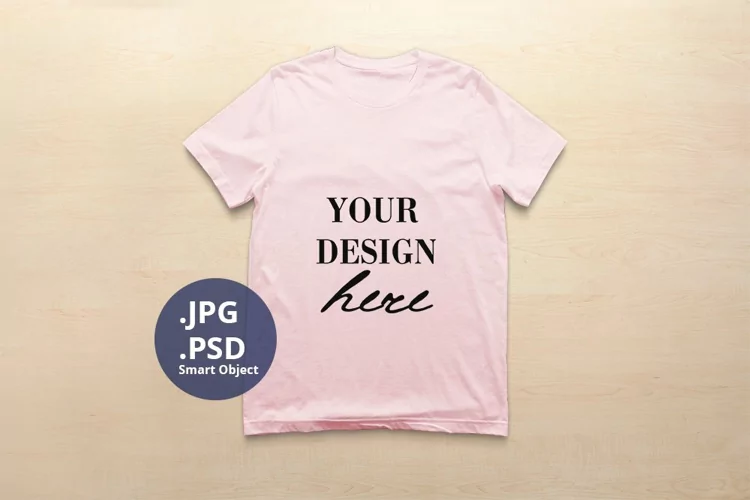 Bella Canvas 3001 T-shirt Mockup Pink, PSD Mockup JPG