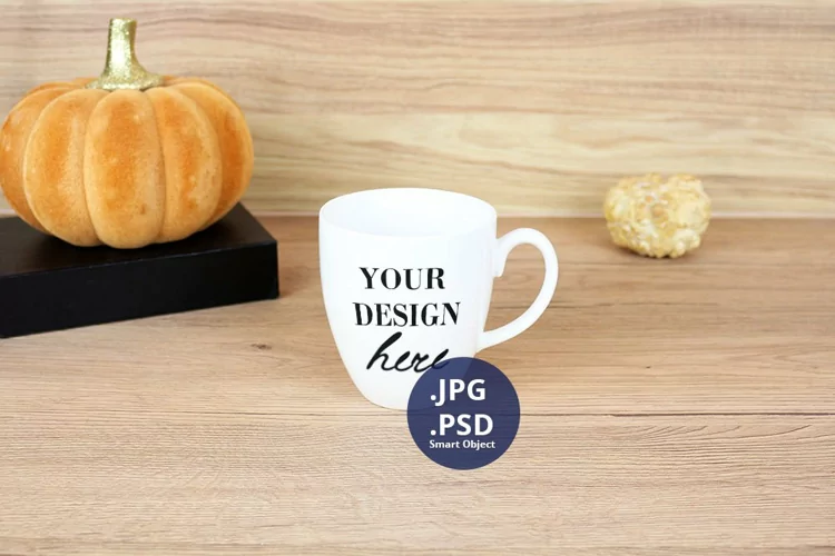 Halloween White Bistro Mug Mockup PSD