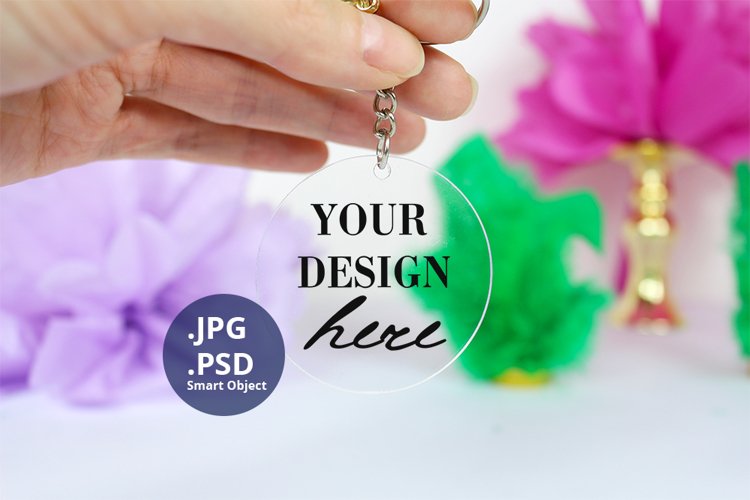 Transparent Keychain Mardi Gras background Mockup, PSD Mock