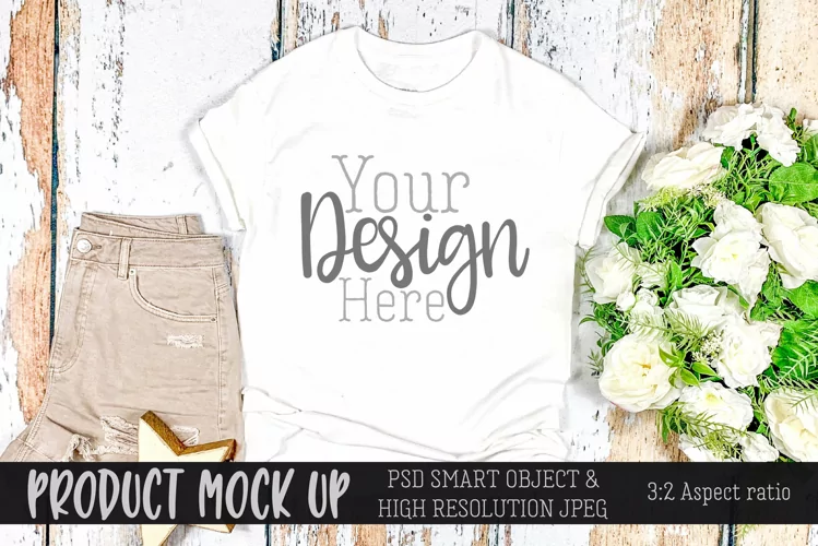 Adult shirt white with country theme MOCKUP