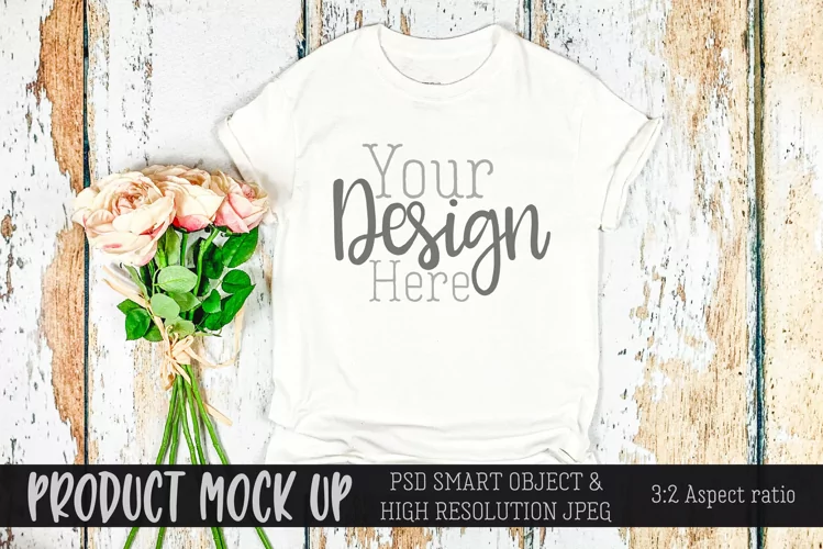 Adult shirt white with country theme with roses MOCKUP
