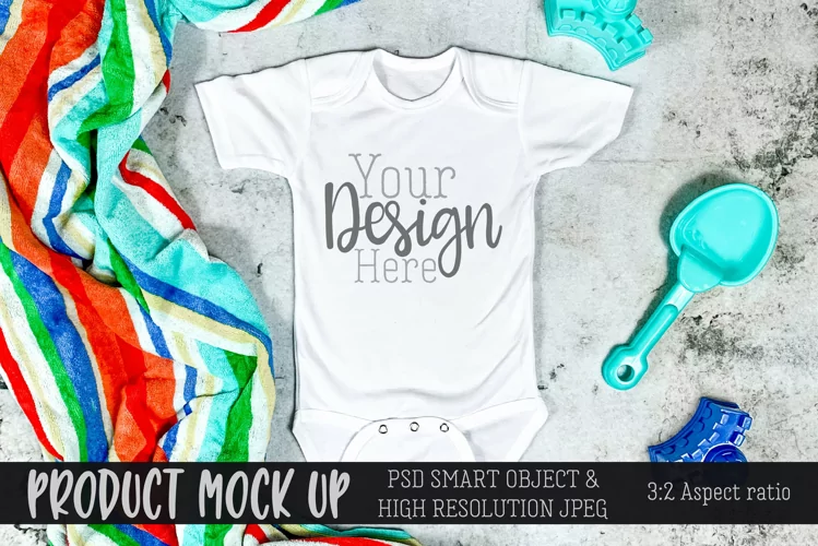 Baby Bodysuit Beach MOCKUP
