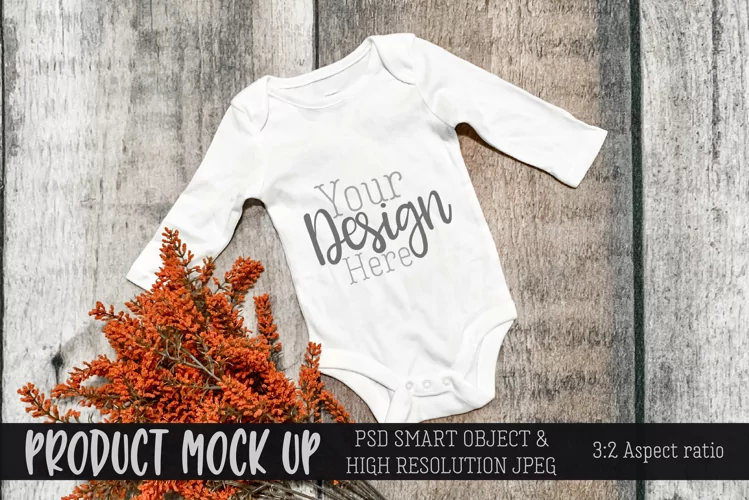 Autumn aby bodysuit MOCK UP | PSD & JPG