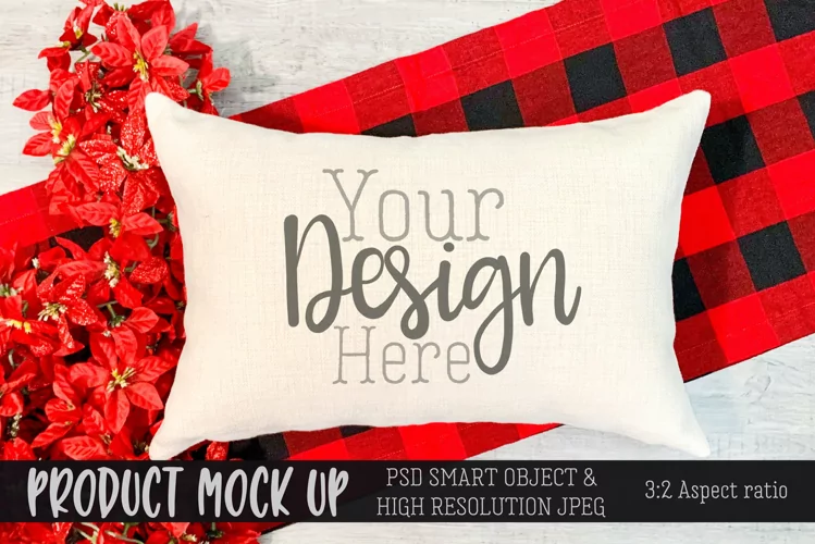 Mockup | Christmas 12x18 sublimation pillow II | PSD & JPG