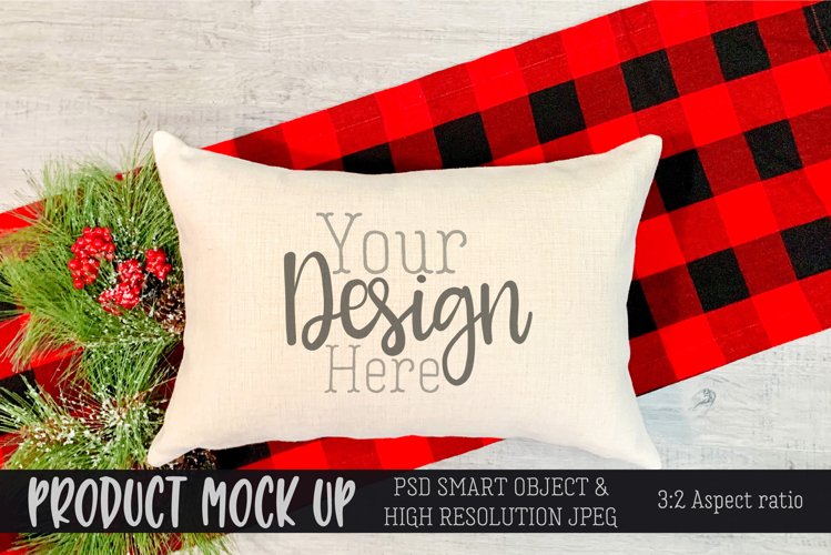 Christmas rectangle pillow II MOCK UP | PSD & JPG example image 1