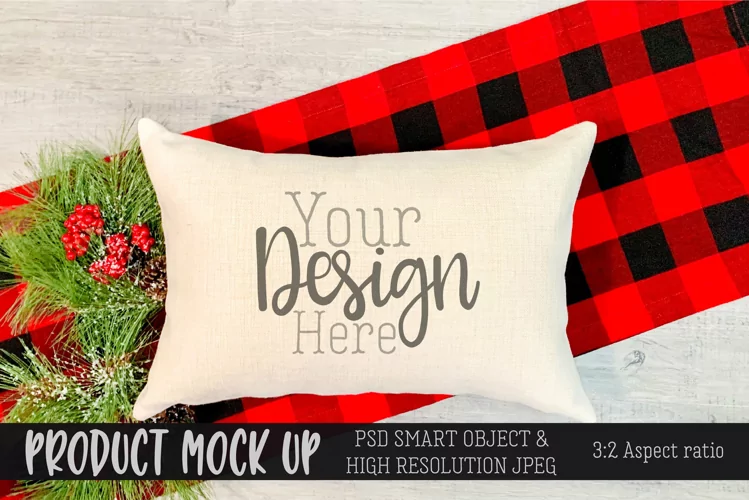 Christmas rectangle pillow II MOCK UP | PSD & JPG