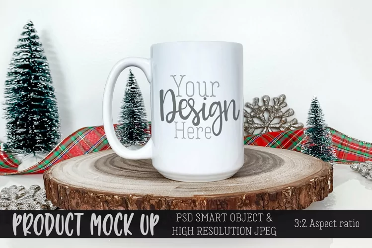 MOCKUP | Christmas themed sublimation mug | PSD & JPG