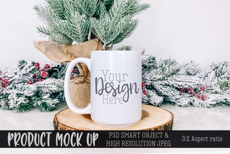 MOCKUP | Cozy Christmas mug with Garland | PSD & JPG example image 1