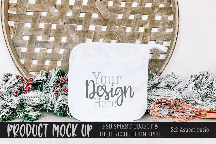 MOCKUP | Christmas sublimation pot holder | PSD & JPG