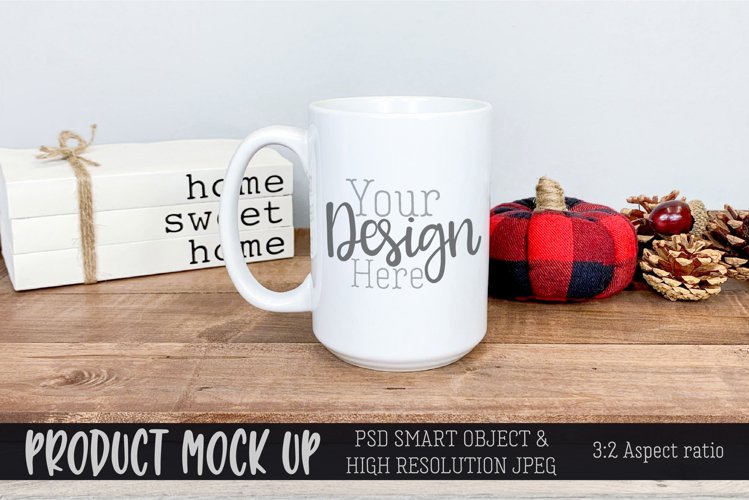 Fall mug plaid MOCK UP | PSD & JPG