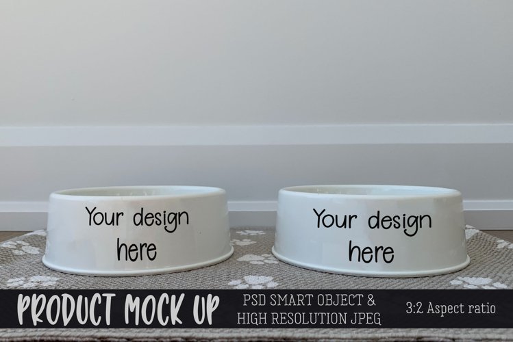 Pet food bowls mockup | PSD & JPG example image 1